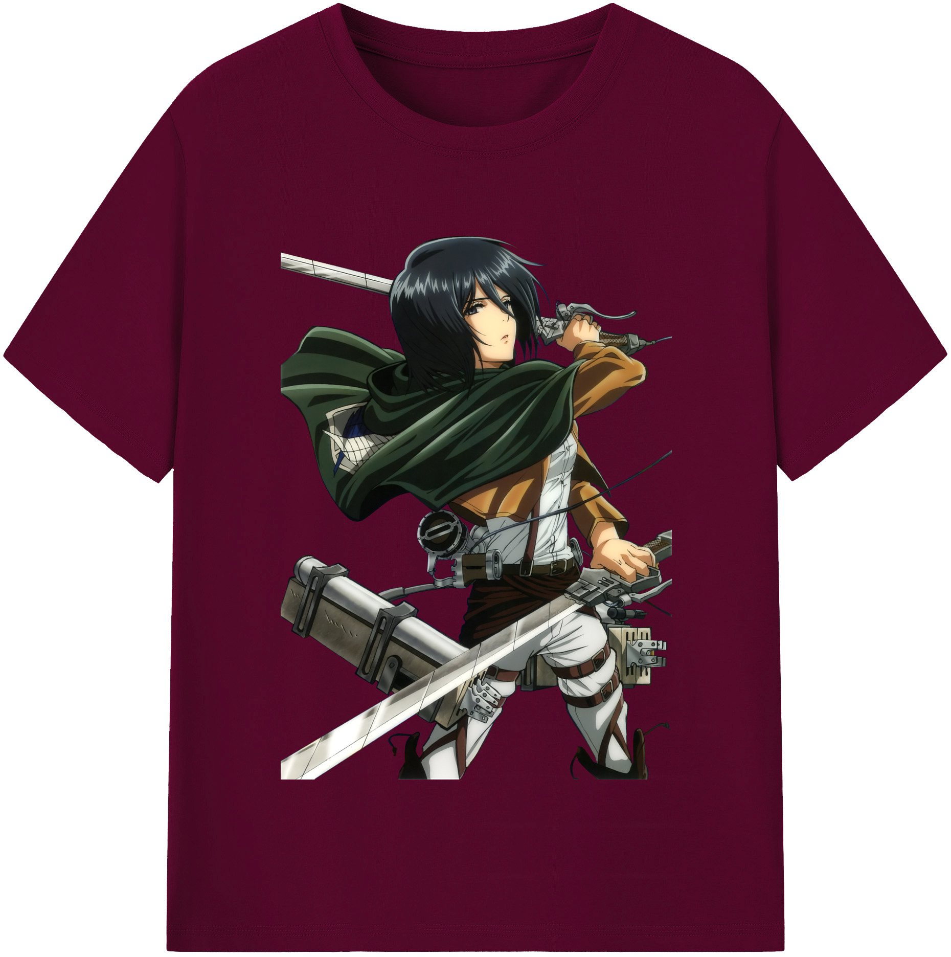 （画像用） 進撃の巨人 ミカサ·アッカーマン Attack on Titan Mikasa Ackerman レディースカジュアルプリントTシャツ（綿100％）